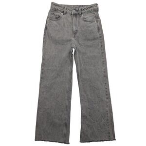 H&M Divided Wide Leg Jeans Womens 0 Gray High Rise Raw Hem Cotton 0871889 8